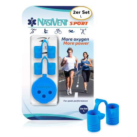 Nasivent Sport Blue 2 Pack Size L - for better nasal breathing and optimizing oxygenation in sports and leisure activities -