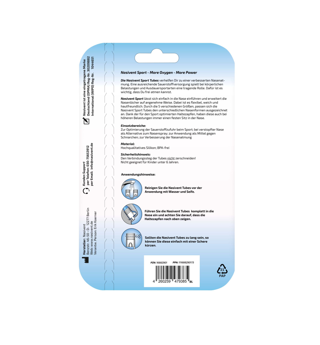 Nasivent Sport Blue 2 Pack Size L - for better nasal breathing and optimizing oxygenation in sports and leisure activities -